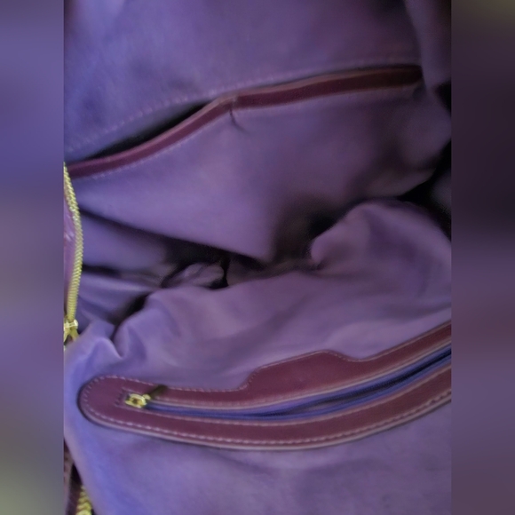 New ! Medium-sized purple handbag adorned with white pearls - Picture 8 of 10